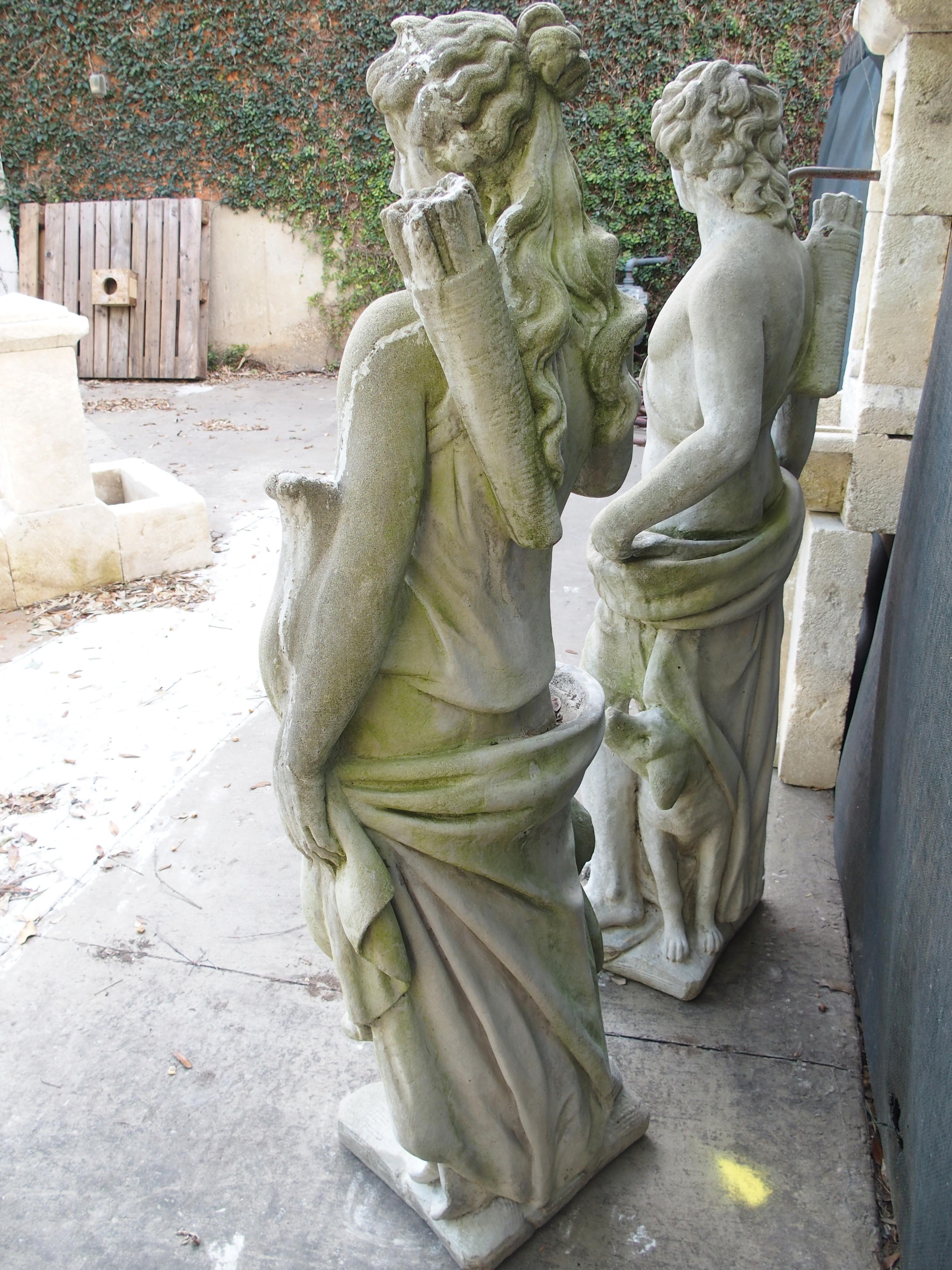 Pair of 20th Century French Statues Representing Apollo and Diana 3