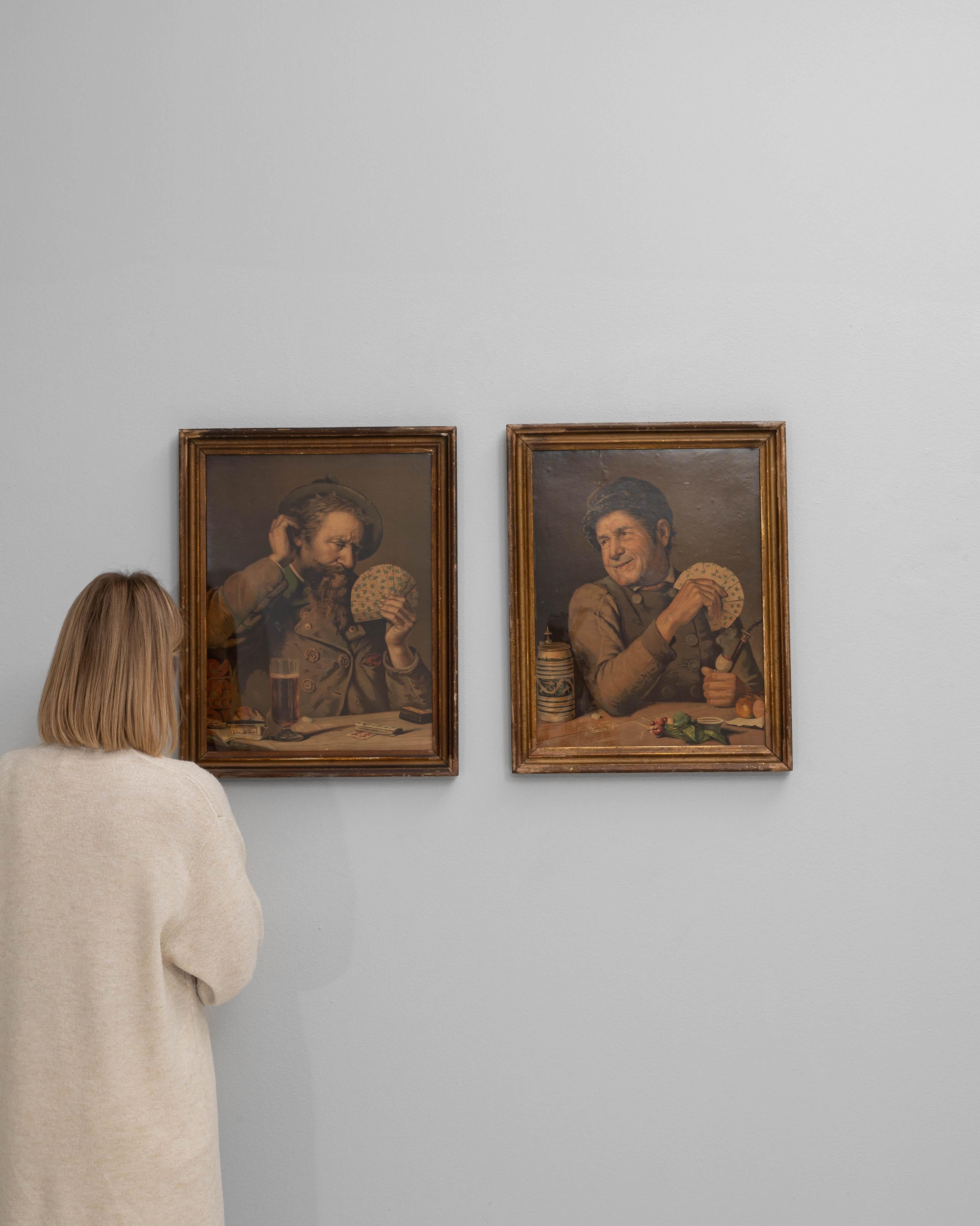 Français Paire d'œuvres d'art murales françaises du 20e siècle avec cadre en bois en vente