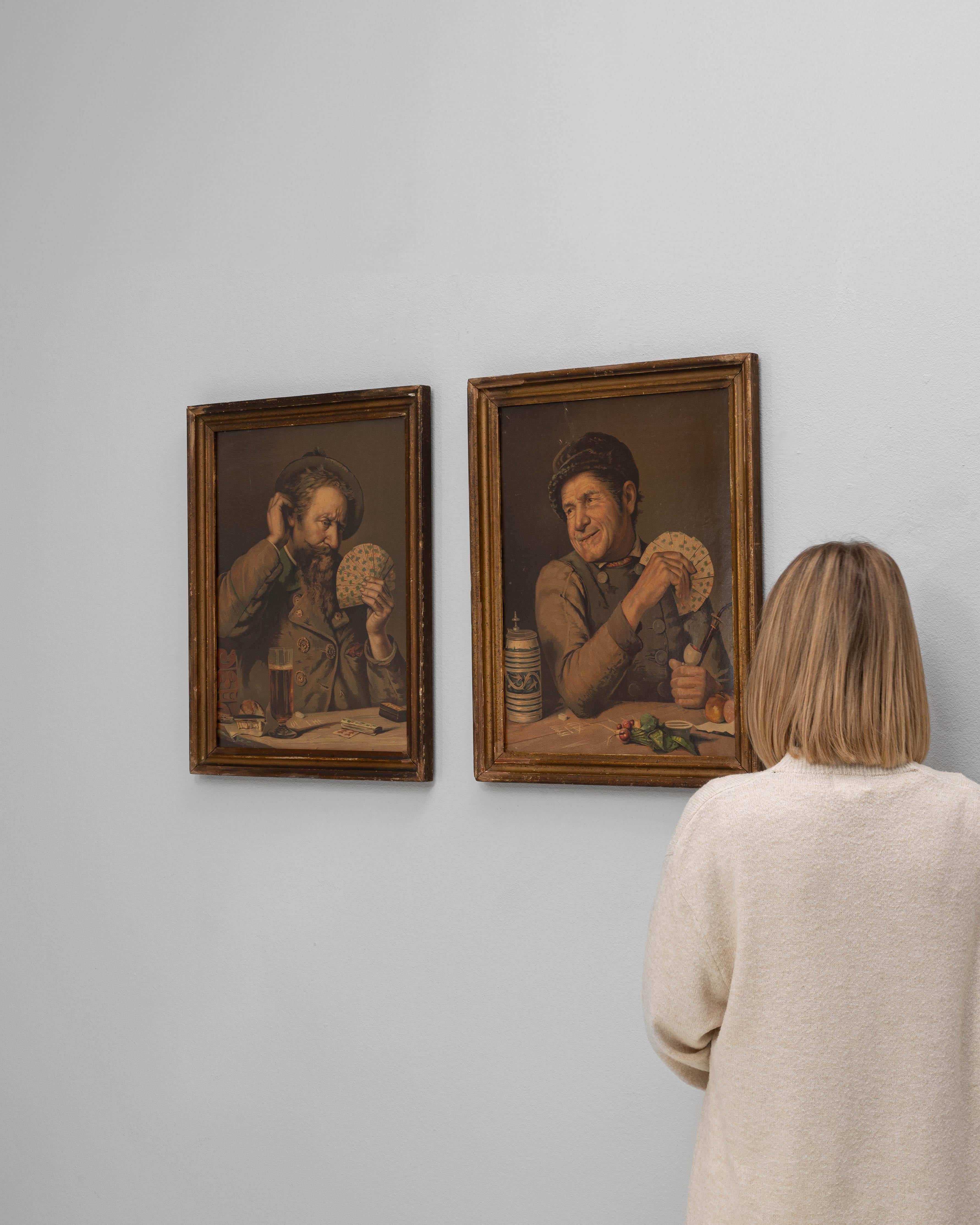 20ième siècle Paire d'œuvres d'art murales françaises du 20e siècle avec cadre en bois en vente