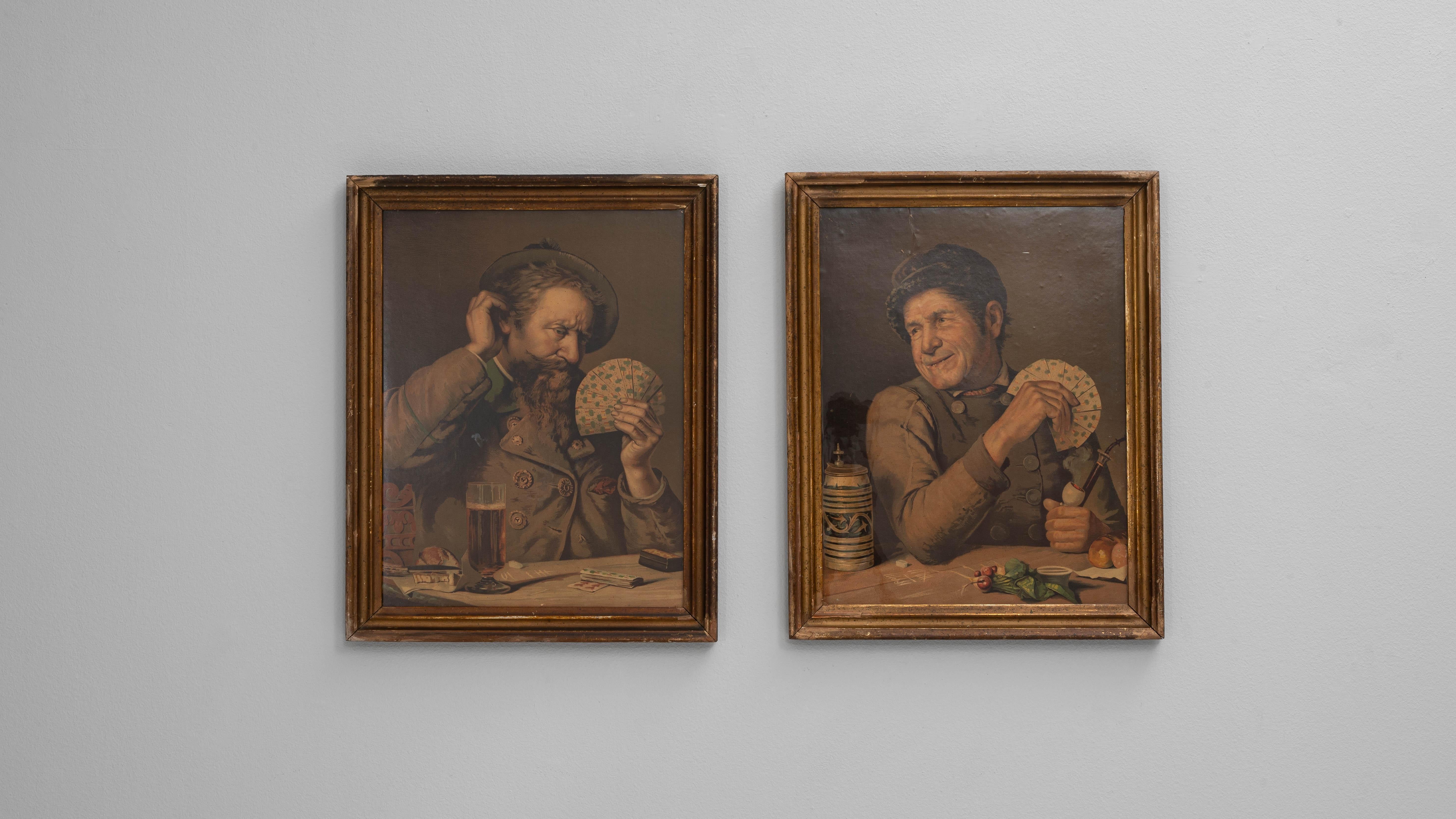 Paire d'œuvres d'art murales françaises du 20e siècle avec cadre en bois en vente 1