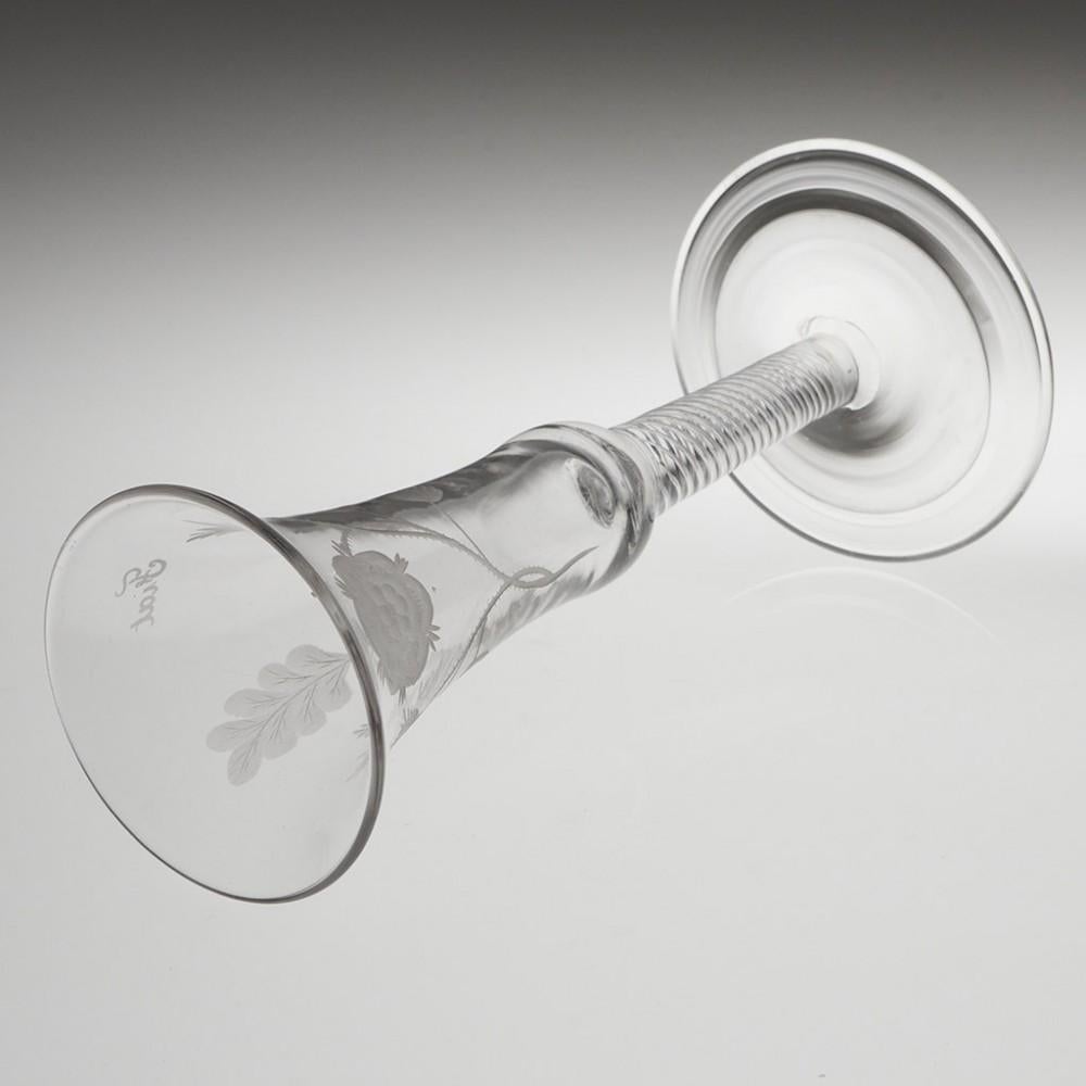 Mid-20th Century Pair of 20th Century Georgian Style Jacobite Engraved Champagne Flutes c1935