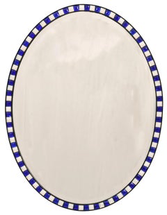 Weißer und blauer ovaler Spiegel im georgianischen Stil des 20.