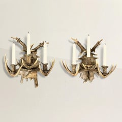 Pair of 20th Century German Antler Sconces