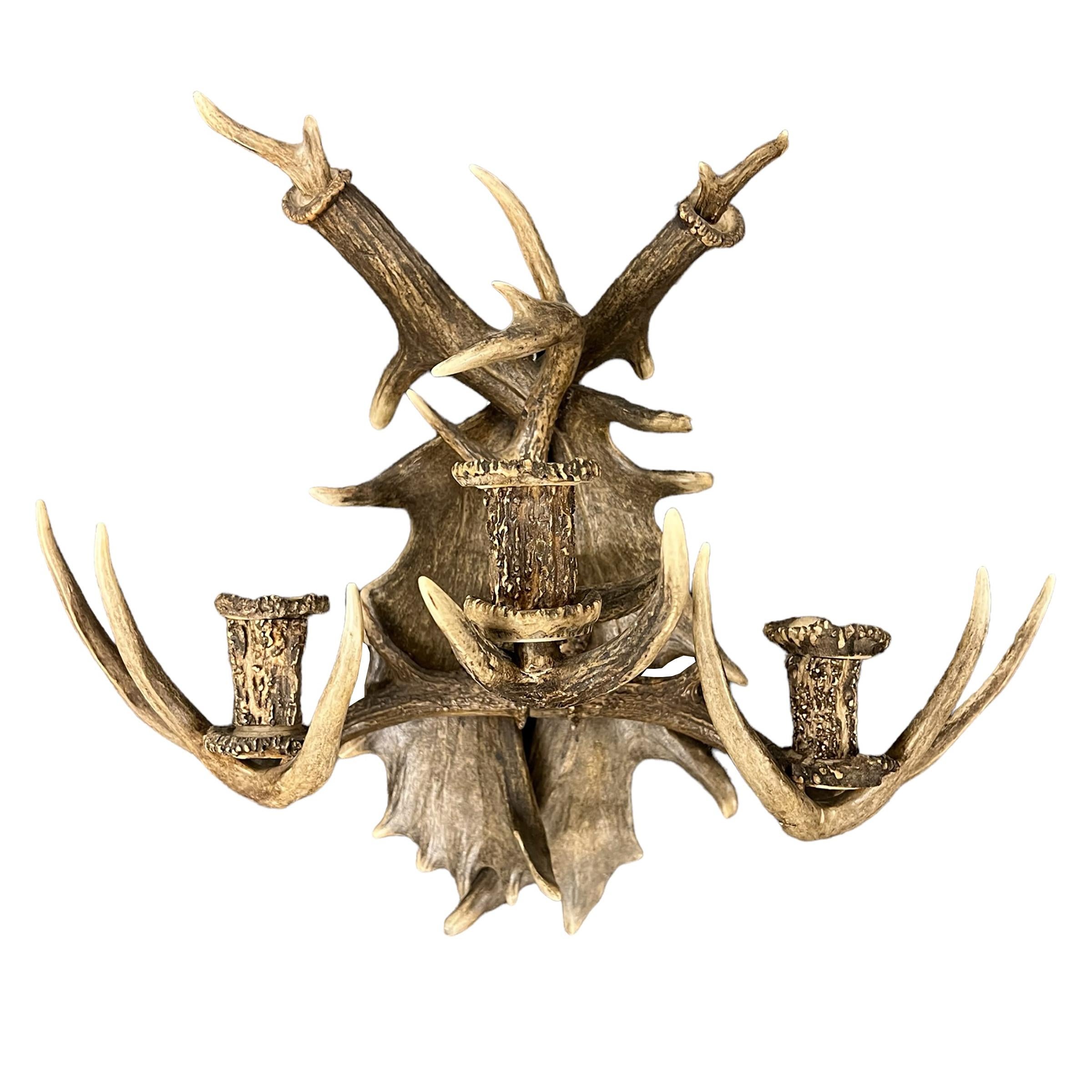 Pair of 20th Century German Antler Sconces For Sale 1