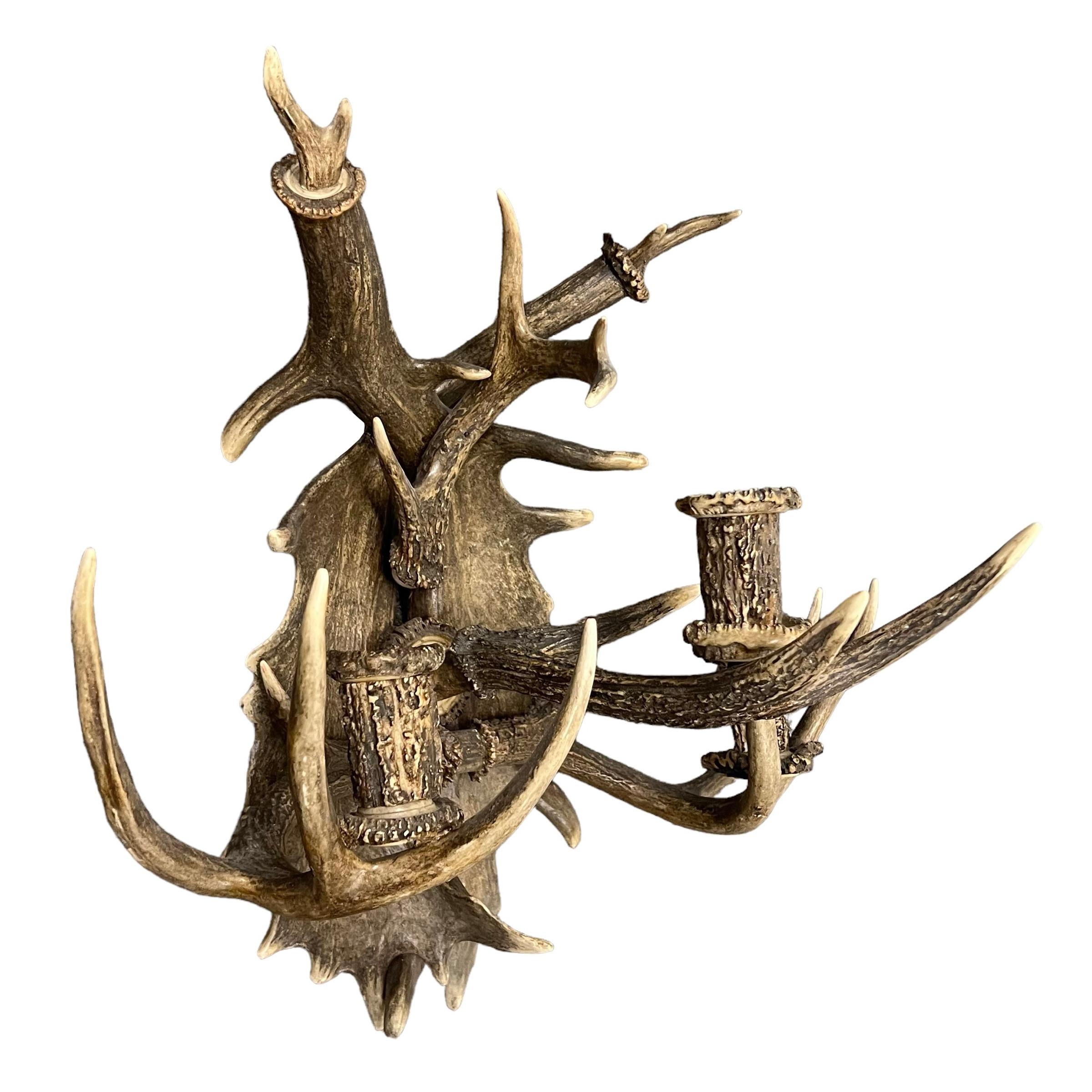Pair of 20th Century German Antler Sconces For Sale 2