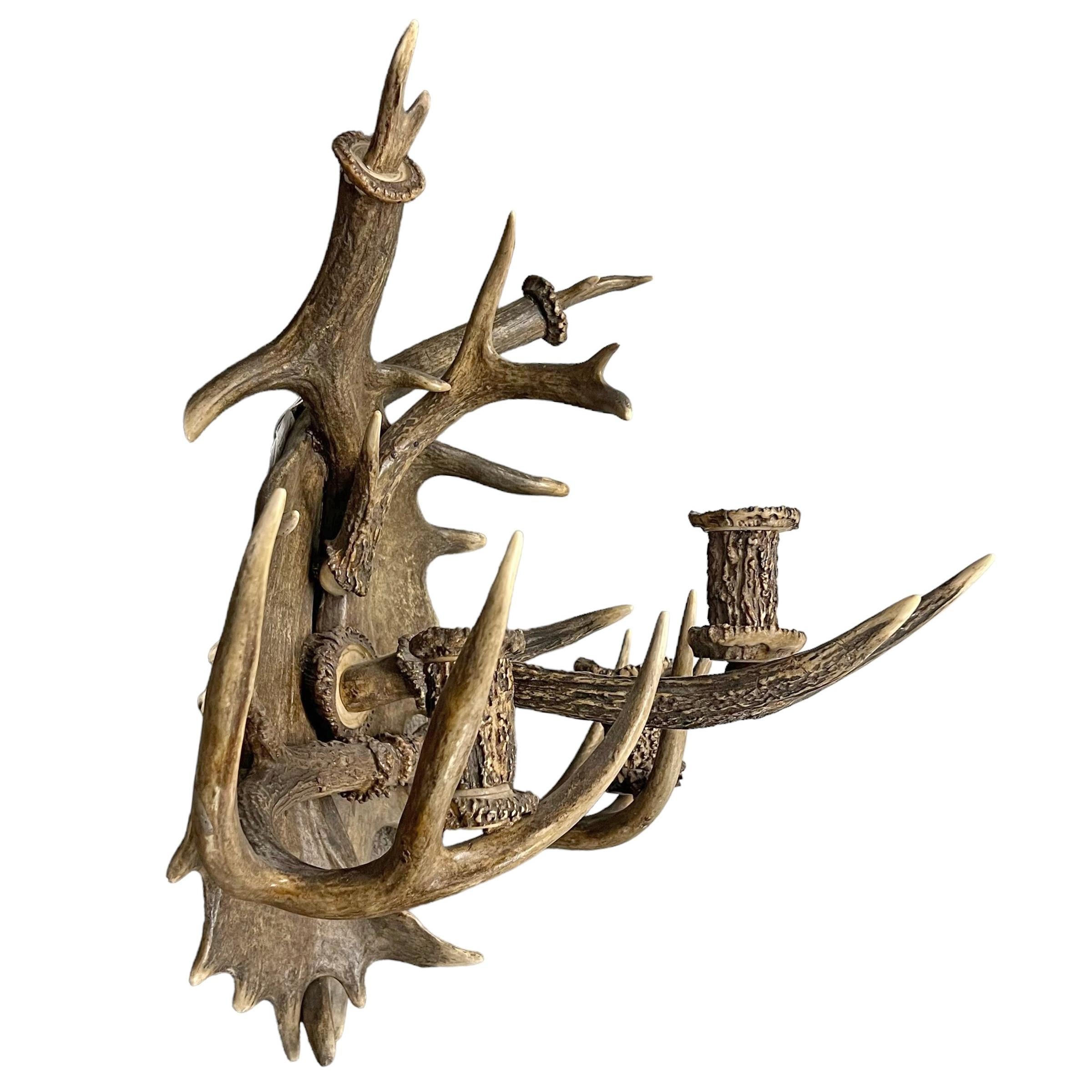 Pair of 20th Century German Antler Sconces For Sale 3