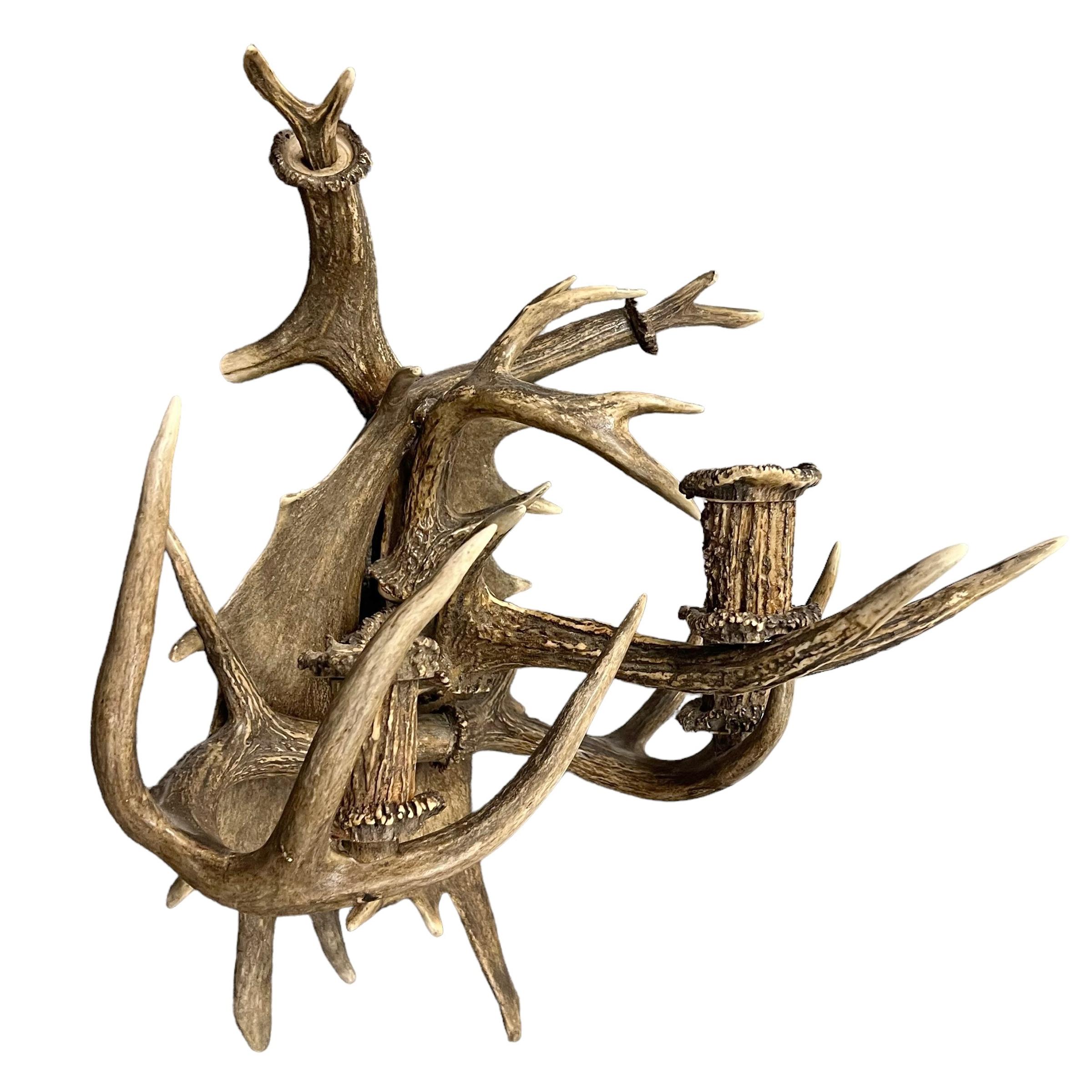 Pair of 20th Century German Antler Sconces For Sale 4