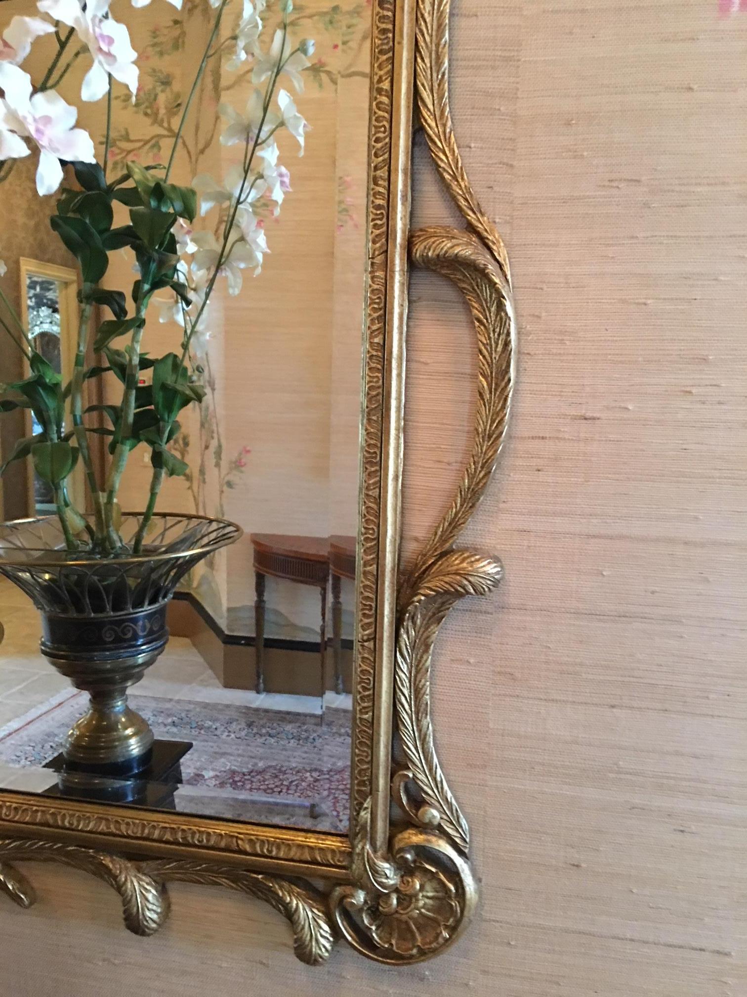 American Pair of 20th Century Gilded Prince of Wales Feather Mirrors, 20th Century