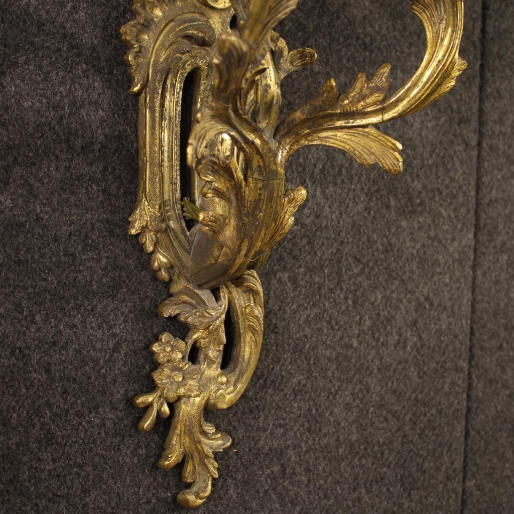 Pair of 20th Century Gilt Bronze French Wall Lights, 1920 In Good Condition In Vicoforte, Piedmont