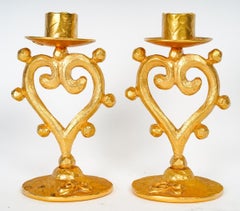 Pair of 20th century gilt metal candlesticks