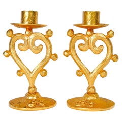 Pair of 20th century gilt metal candlesticks