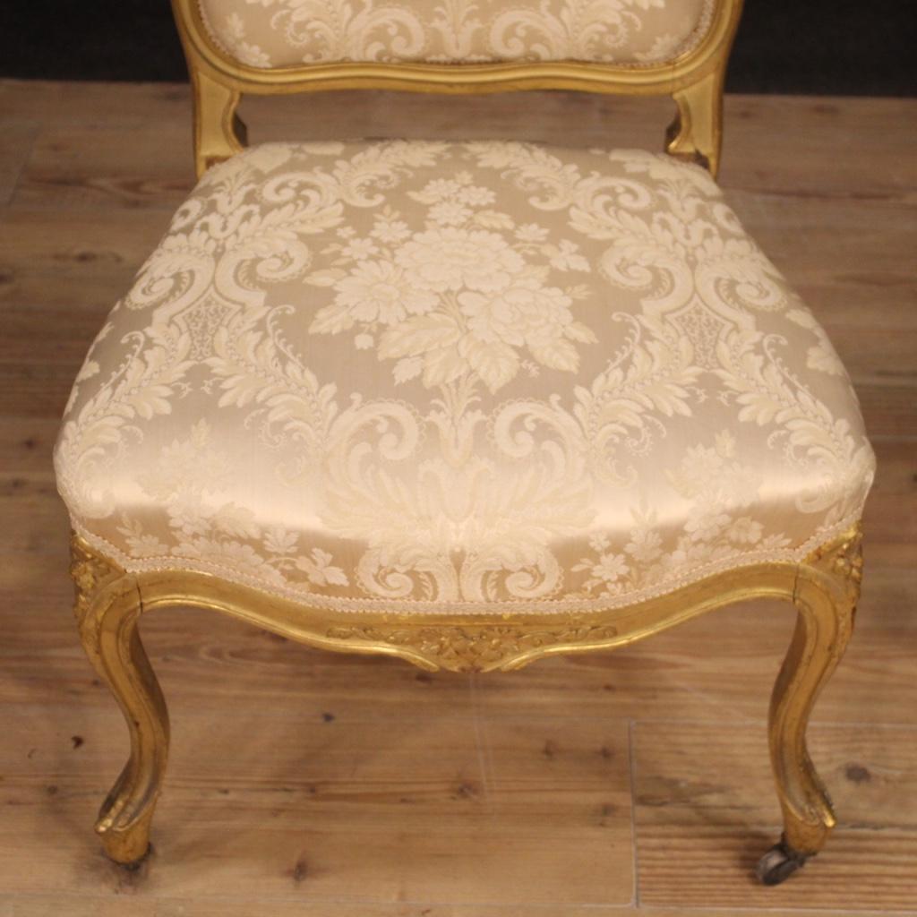 Pair of 20th Century Giltwood and Fabric French Louis XV Style Chairs, 1920 7