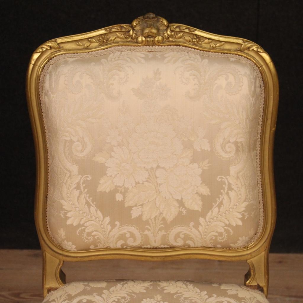 Pair of 20th Century Giltwood and Fabric French Louis XV Style Chairs, 1920 8