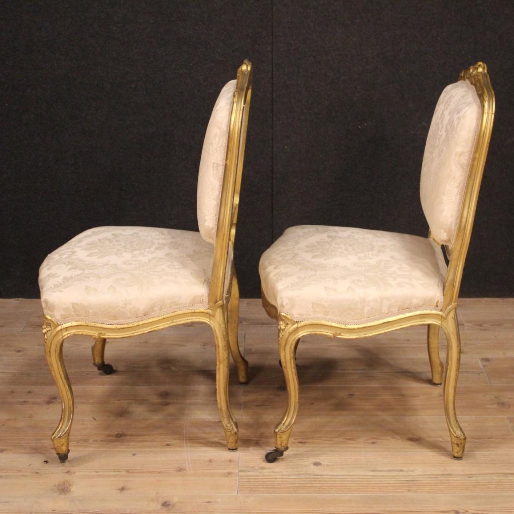 Pair of 20th Century Giltwood and Fabric French Louis XV Style Chairs, 1920 In Fair Condition In Vicoforte, Piedmont
