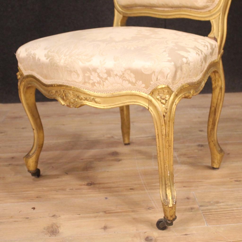 Pair of 20th Century Giltwood and Fabric French Louis XV Style Chairs, 1920 2