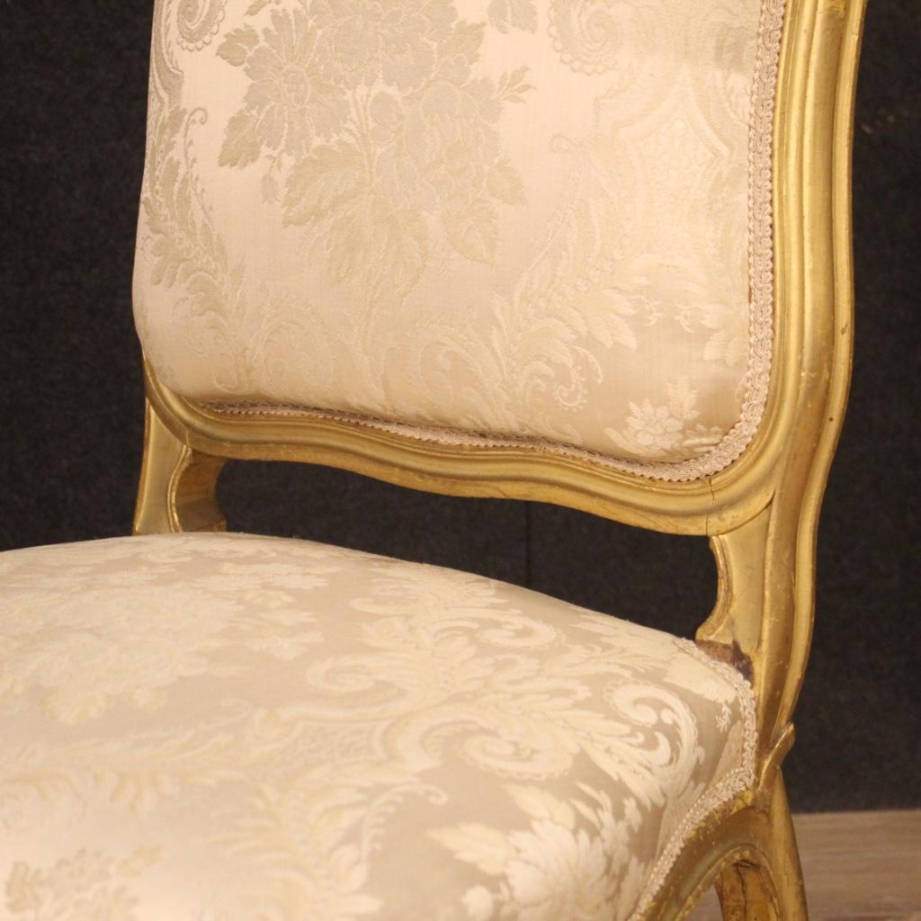 Pair of 20th Century Giltwood and Fabric French Louis XV Style Chairs, 1920 3