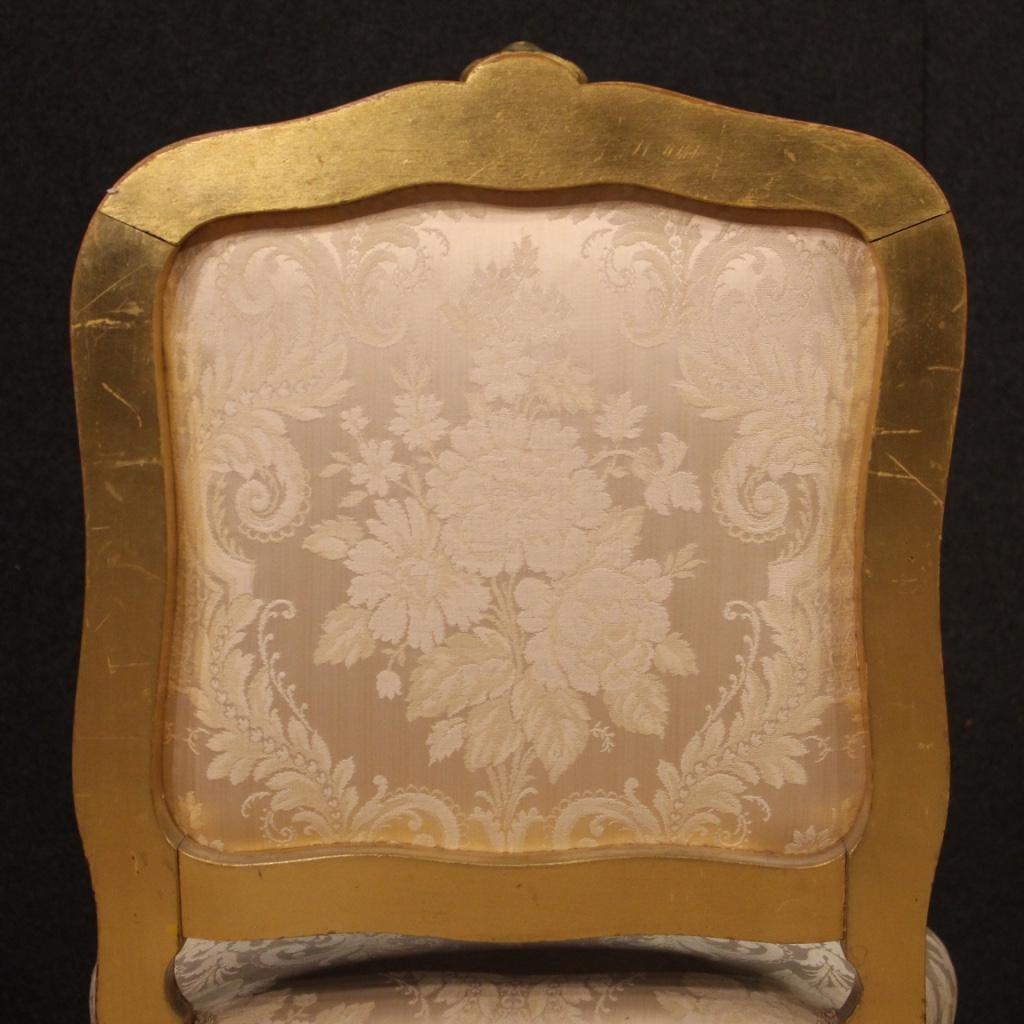 Pair of 20th Century Giltwood and Fabric French Louis XV Style Chairs, 1920 6