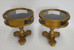Pair of 20th Century Giltwood Pedestal Treffle Form Vitrine Tables