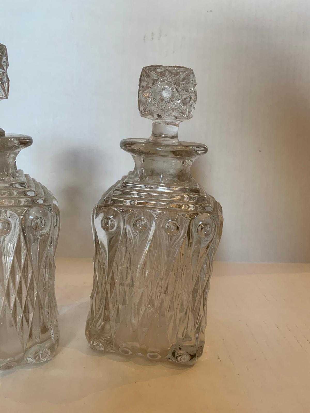 Early 17th Century Pair of 20th Century Glass Decanters For Sale