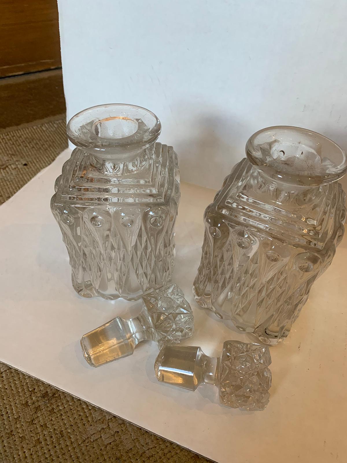 Pair of 20th Century Glass Decanters For Sale 3