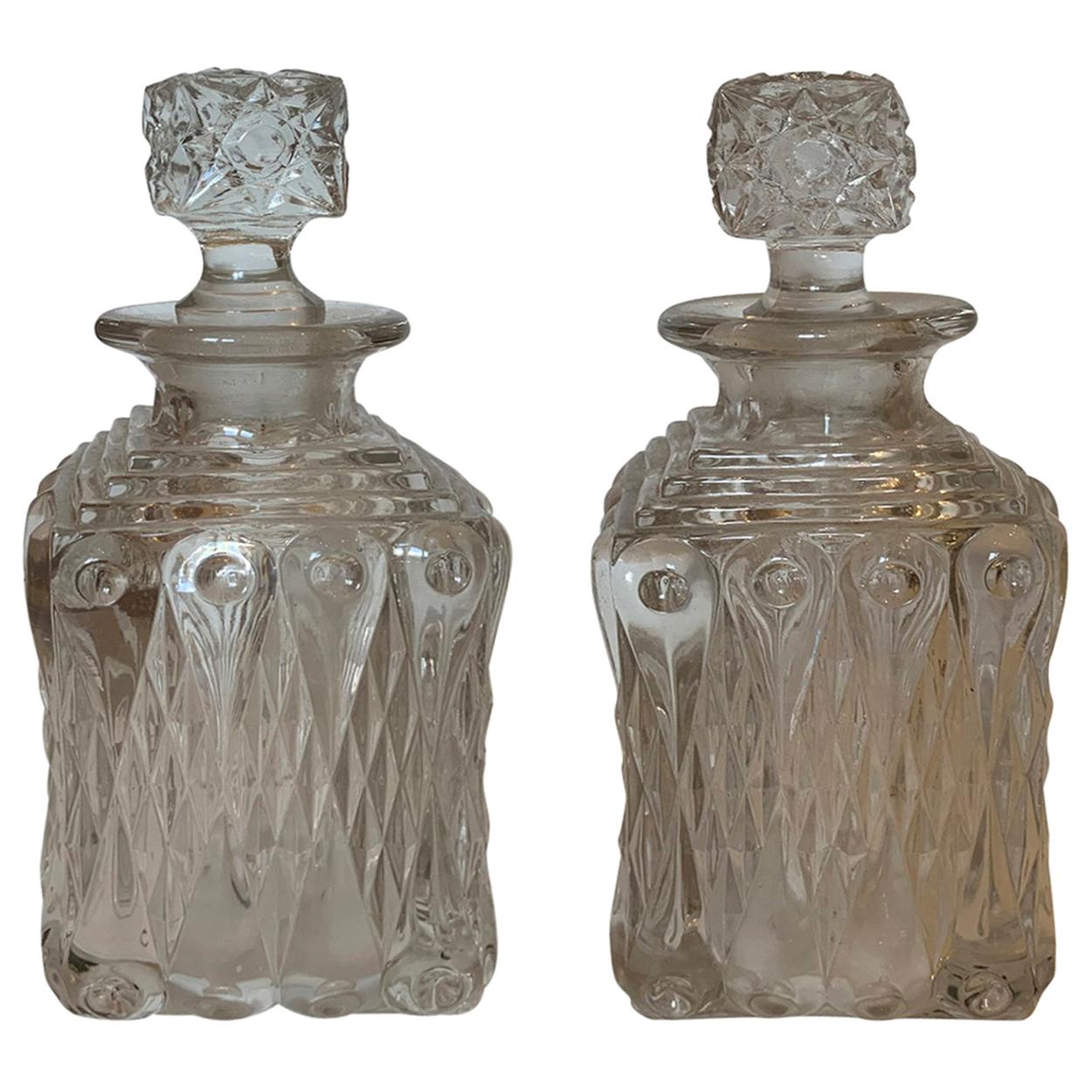 Pair of 20th Century Glass Decanters For Sale