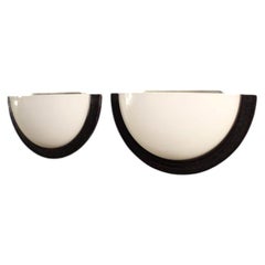 Pair of 20th Century Glass Italian Half-Moon Wall Lights, 1970s