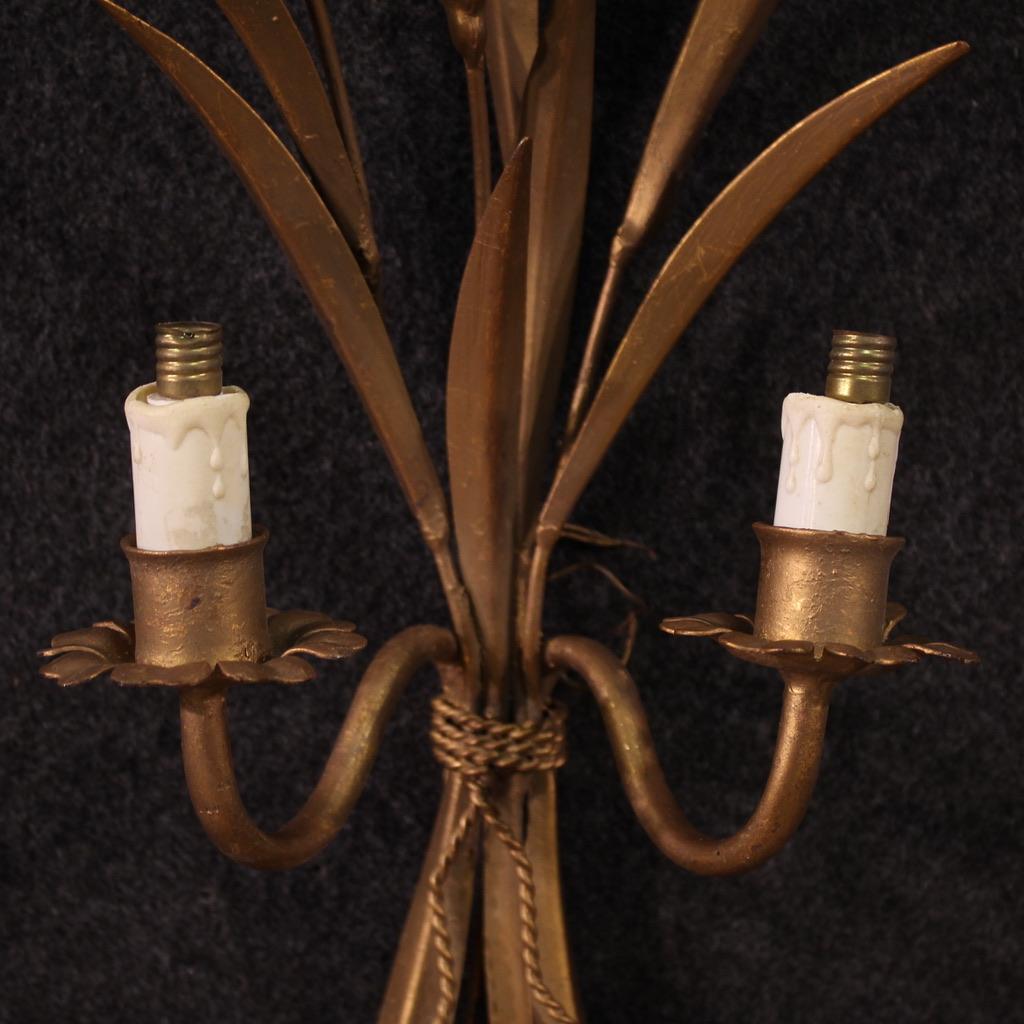 Pair of 20th Century Gold Iron French Wall Lights, 1960 in vendita 2