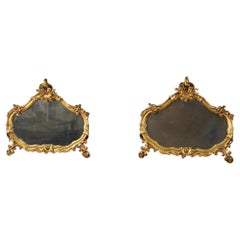 Pair of 20th Century Gold Wood Italian Mirrors, 1960