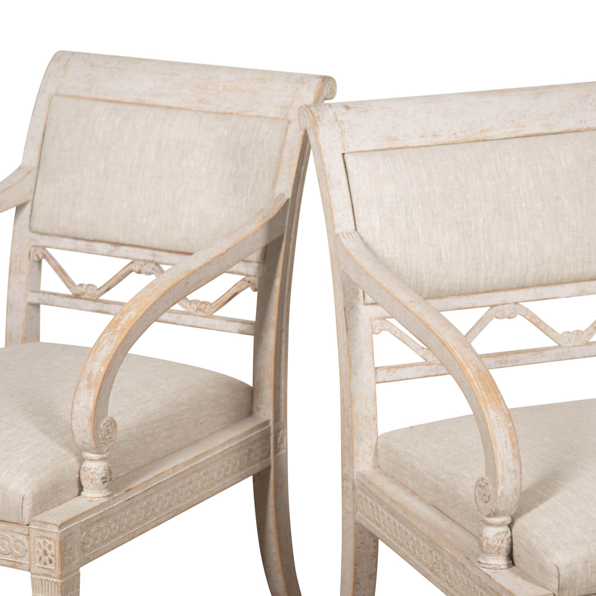 Swedish Pair of 20th Century Gustavian Style Armchairs For Sale