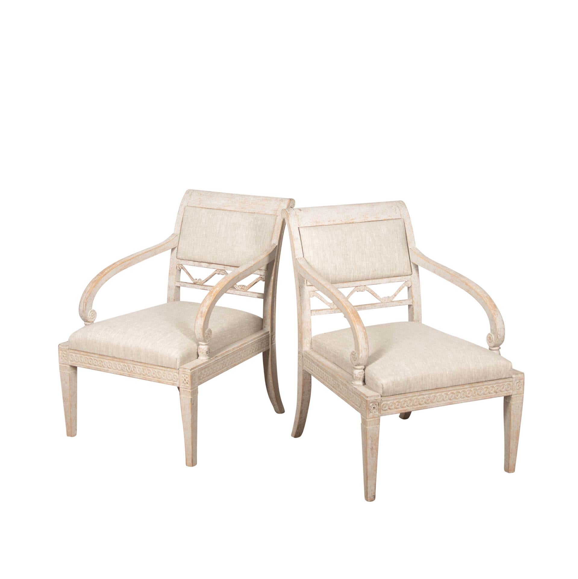 Pair of 20th Century Gustavian Style Armchairs For Sale 3