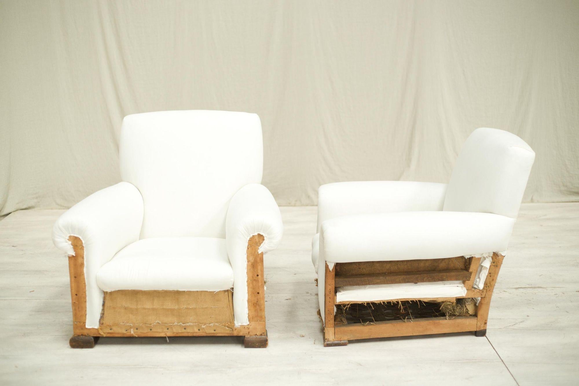 Pair of 20th Century His and Hers Club Chairs 1