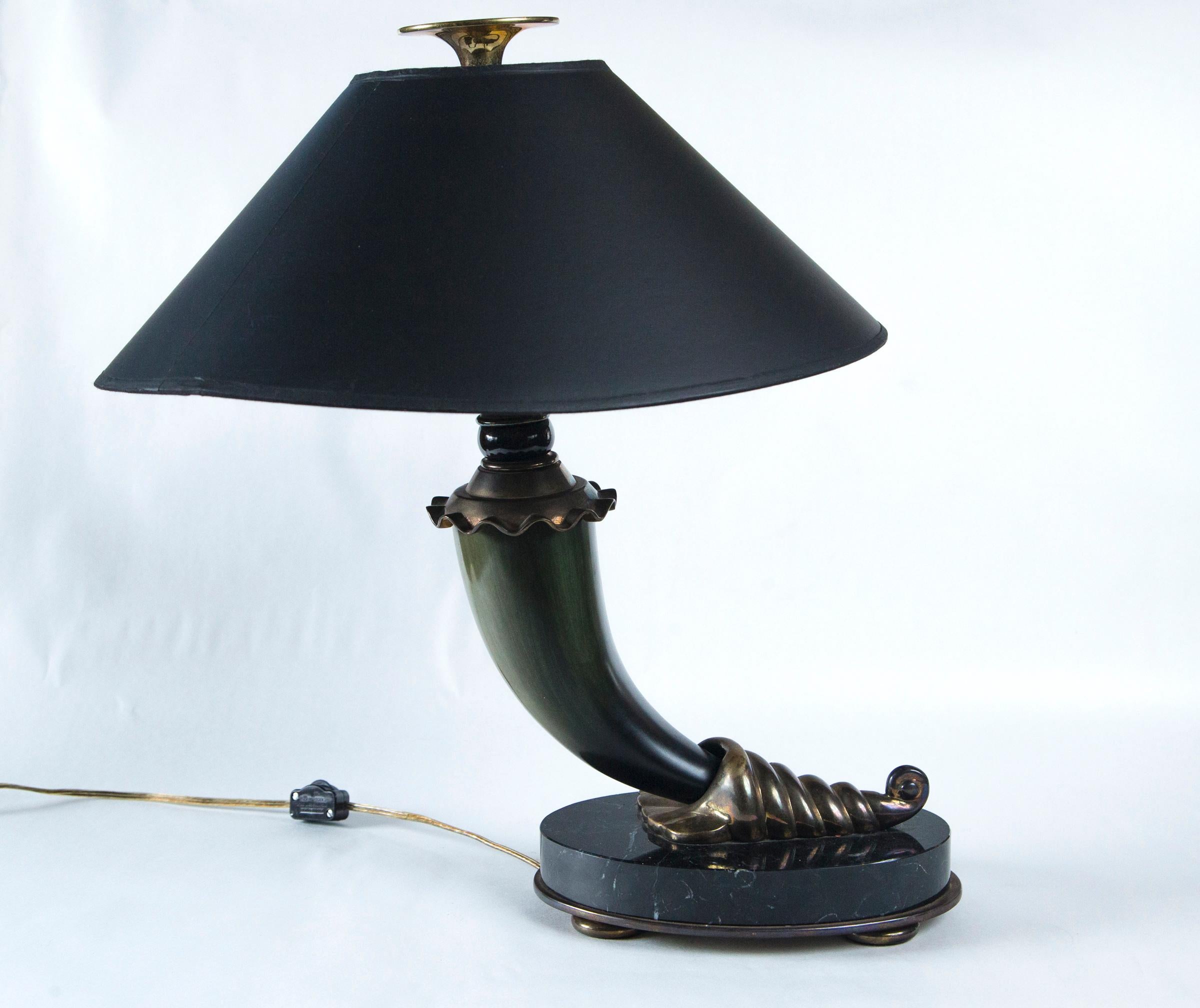 Pair of 20th Century Horn and Brass Table Lamps For Sale 2