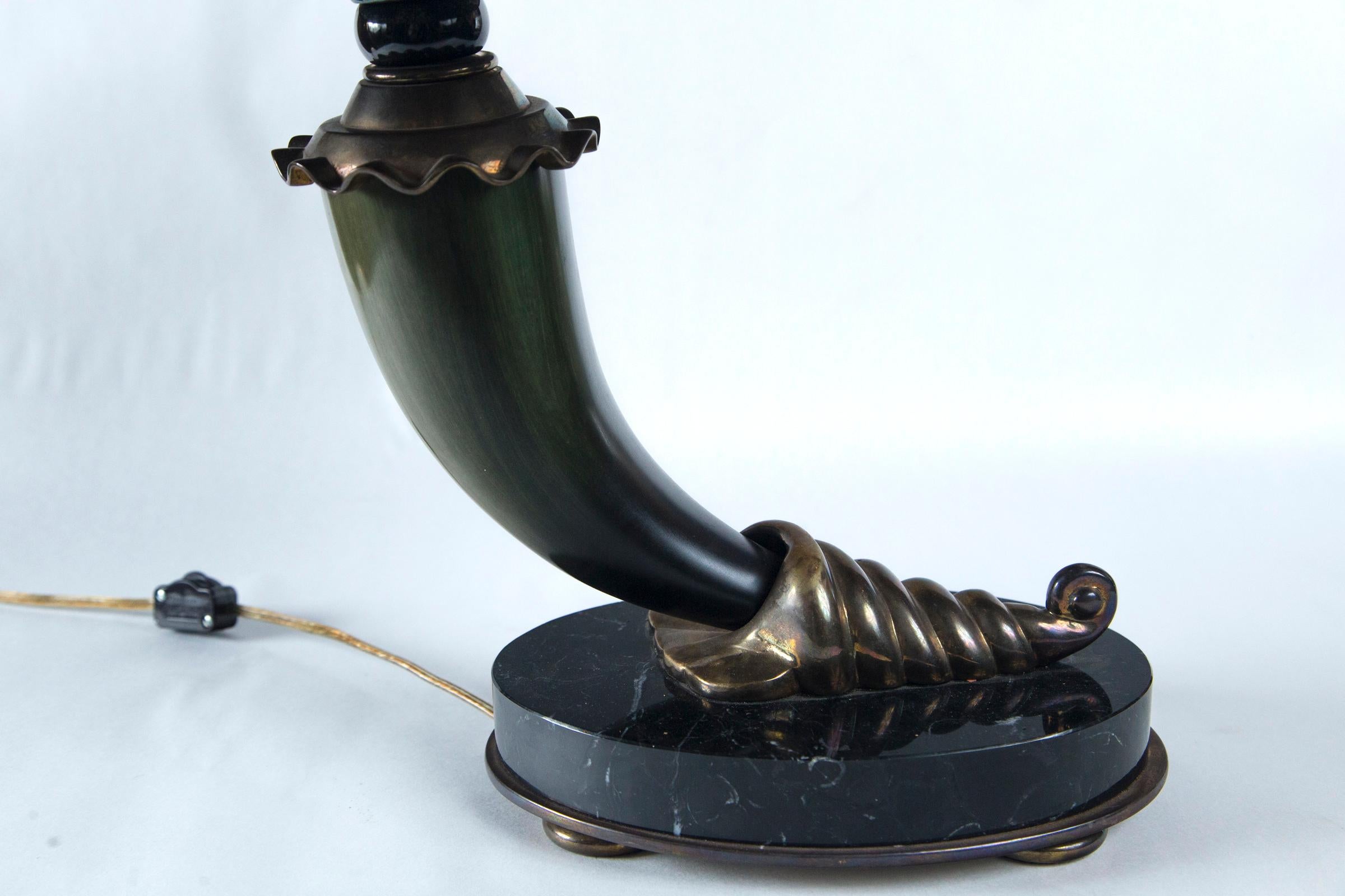 Pair of 20th Century Horn and Brass Table Lamps For Sale 3