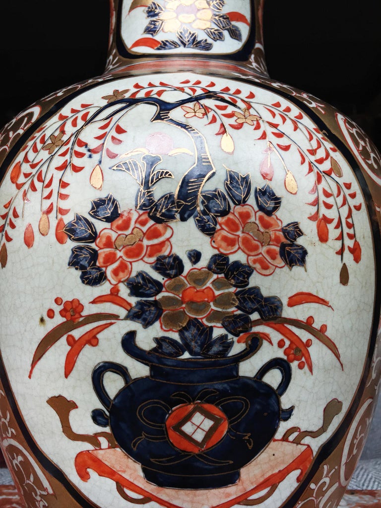 Pair of 20th Century Imari Style Porcelain Vase Table Lamps at 1stDibs