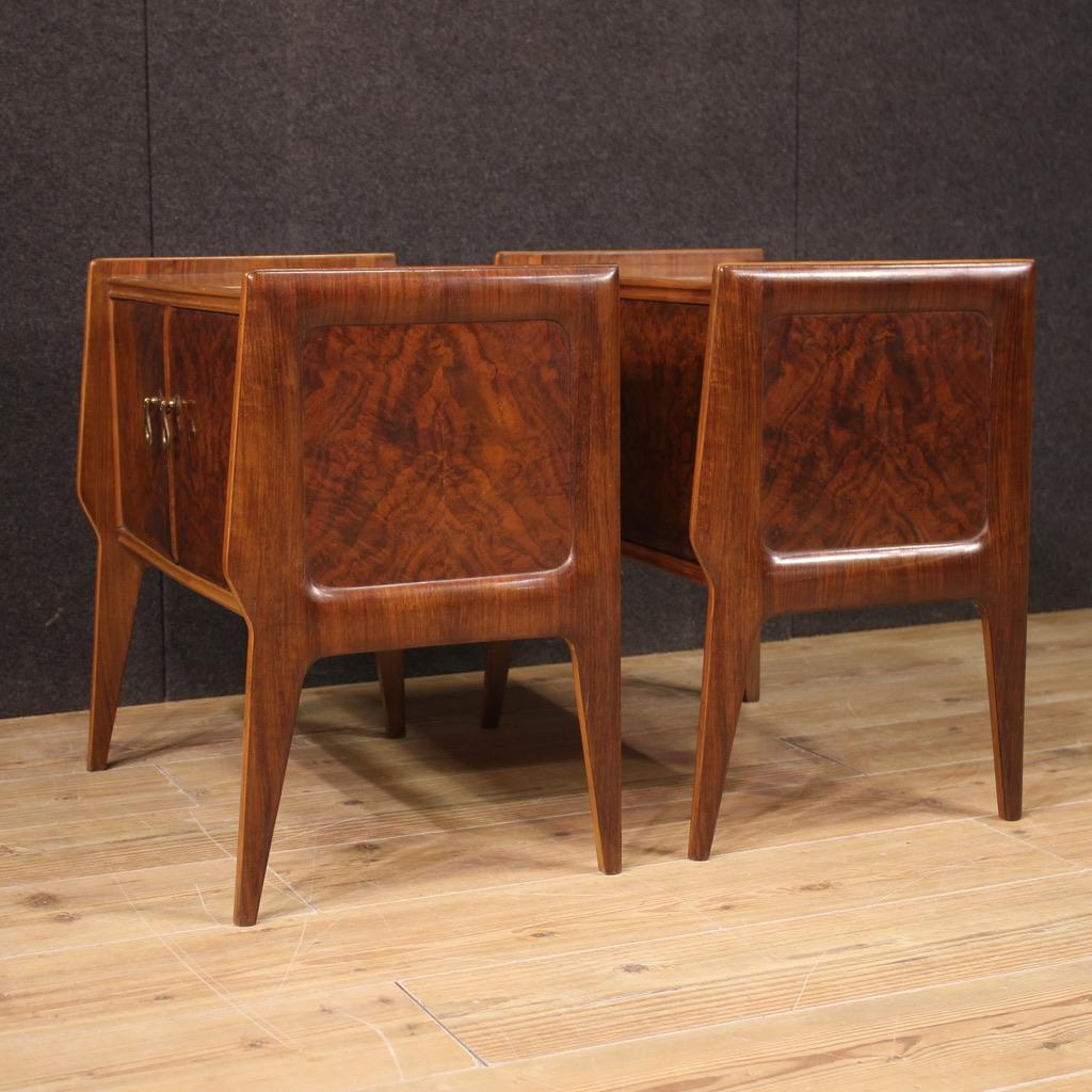 Pair of 20th Century in Wood with Glass Top Italian Design Night Stands, 1970 1