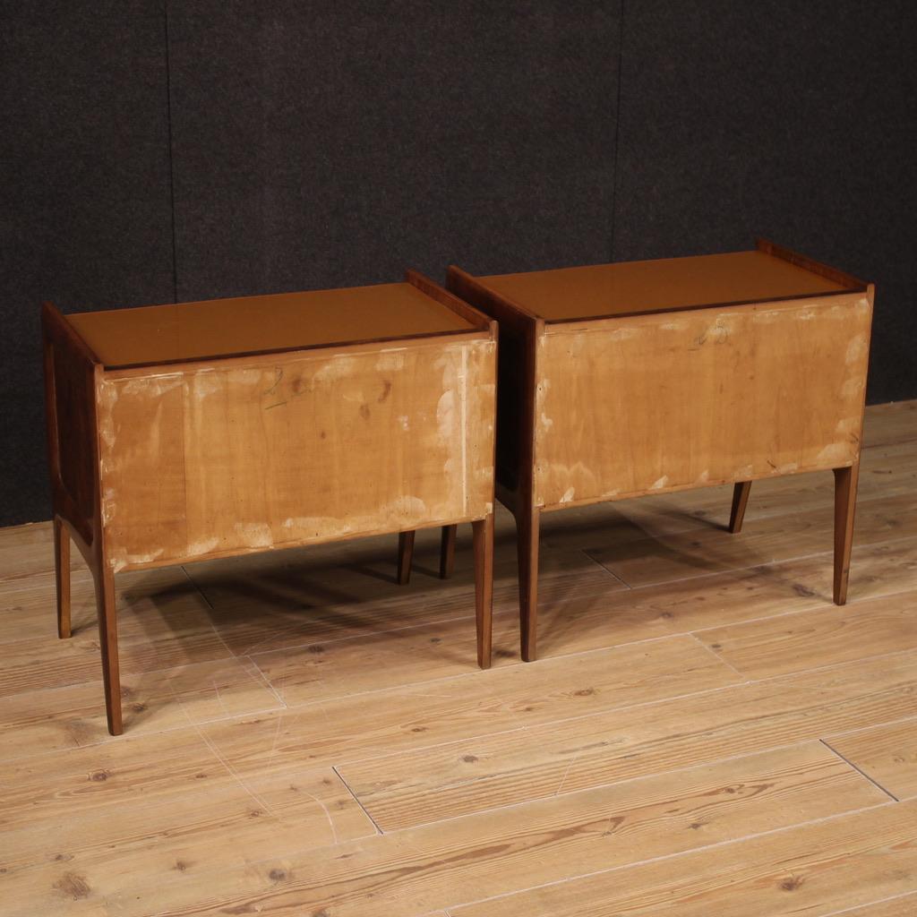 Pair of 20th Century in Wood with Glass Top Italian Design Night Stands, 1970 2