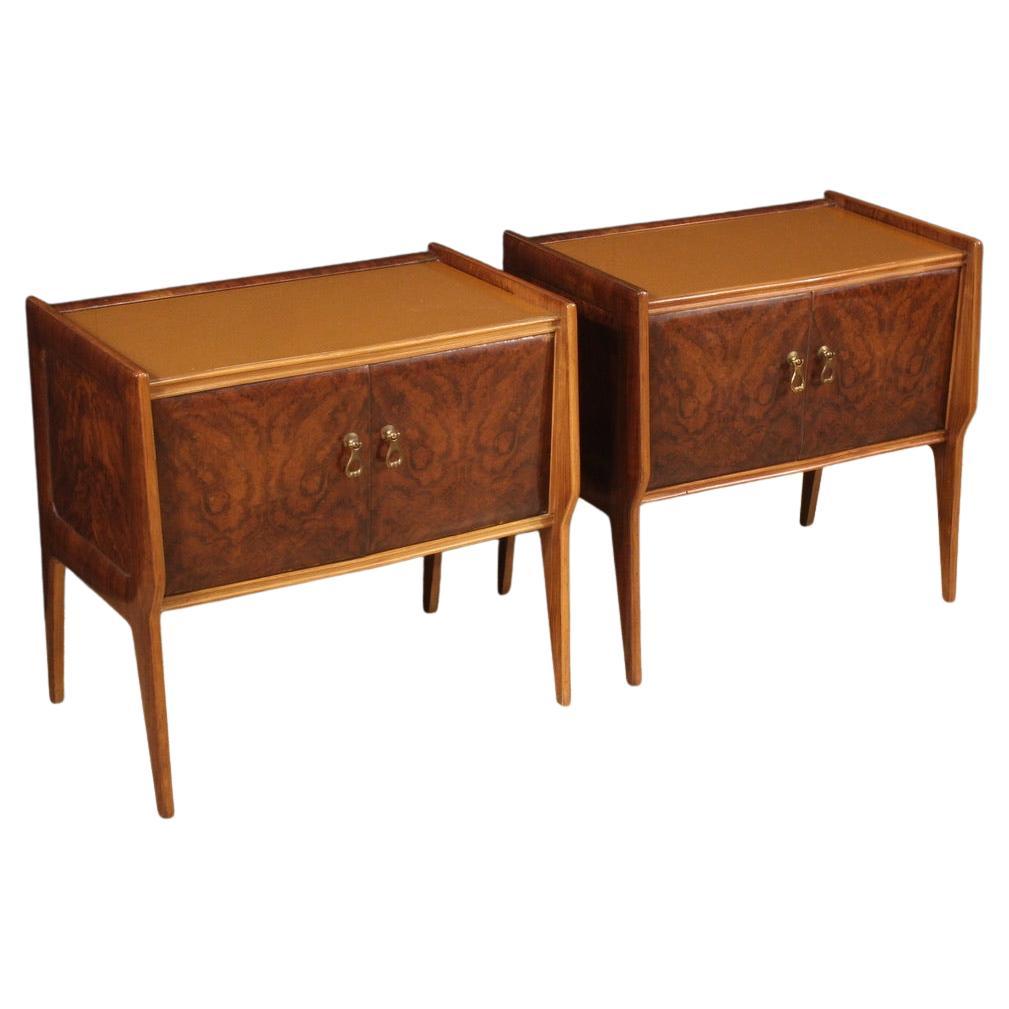 Pair of 20th Century in Wood with Glass Top Italian Design Night Stands, 1970