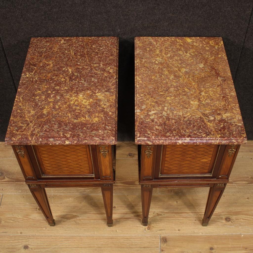 Pair of 20th Century Inlaid Wood French Louis XVI Style Bedside Tables, 1960 4