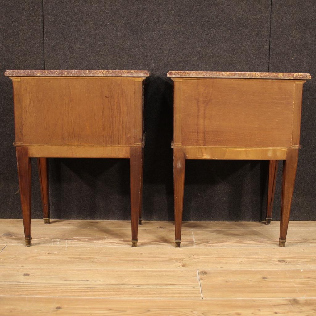 Pair of 20th Century Inlaid Wood French Louis XVI Style Bedside Tables, 1960 In Good Condition In Vicoforte, Piedmont