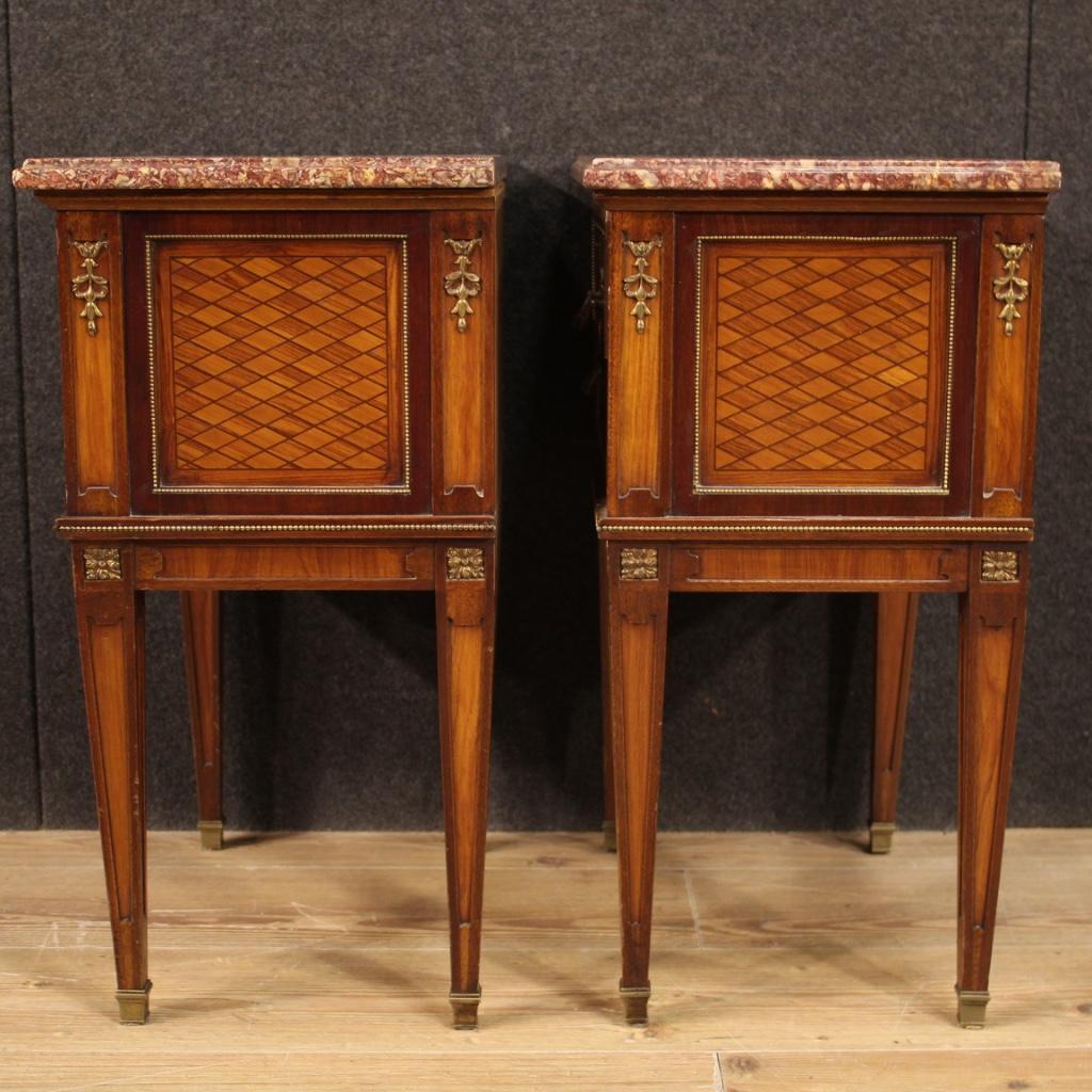 Pair of 20th Century Inlaid Wood French Louis XVI Style Bedside Tables, 1960 2