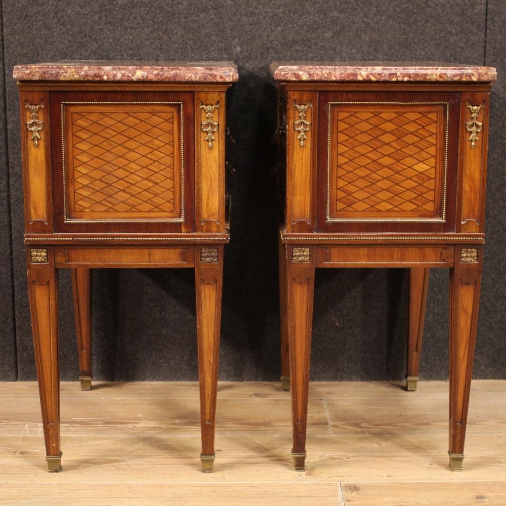 Pair of 20th Century Inlaid Wood French Louis XVI Style Bedside Tables, 1960 3