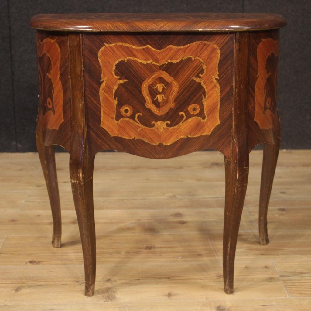 Pair of 20th Century Inlaid Walnut Rosewood Beech Italian Bedside Tables, 1950 3