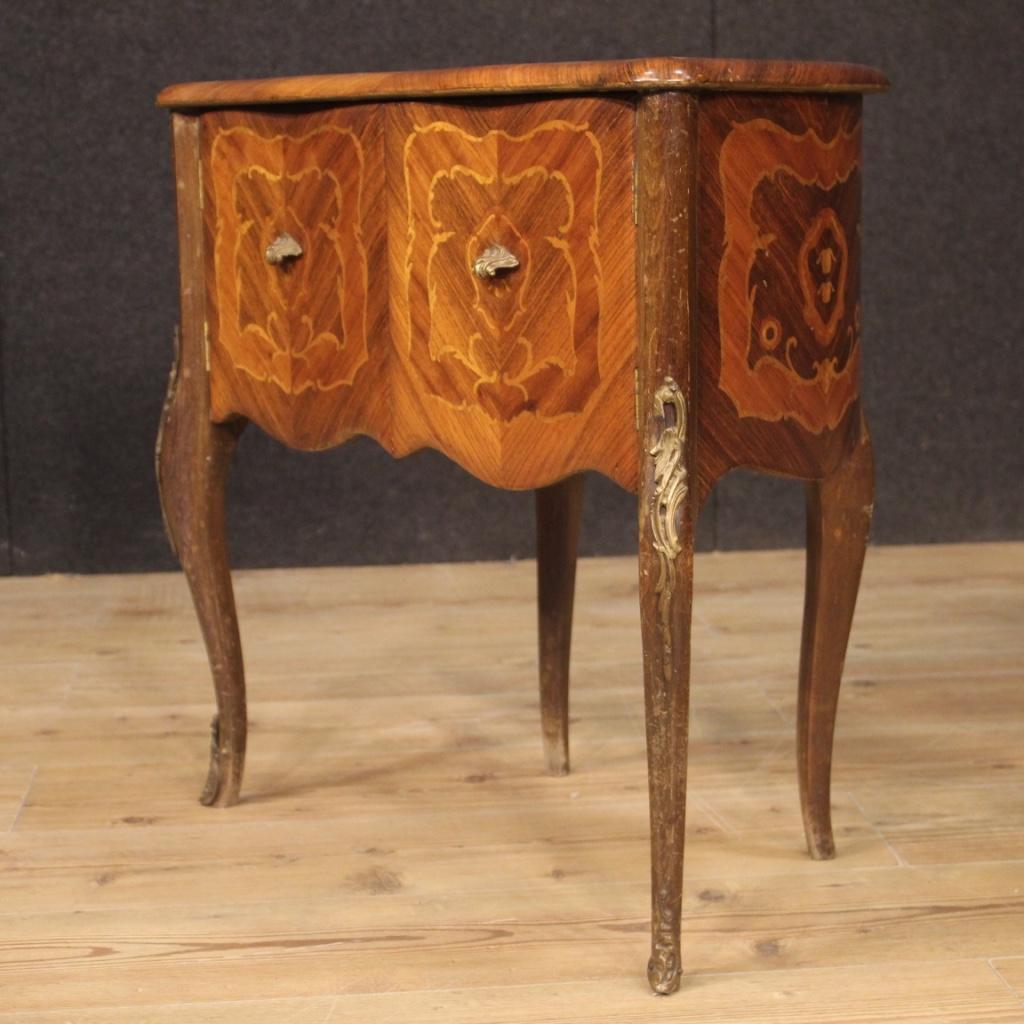 Pair of 20th Century Inlaid Walnut Rosewood Beech Italian Bedside Tables, 1950 4