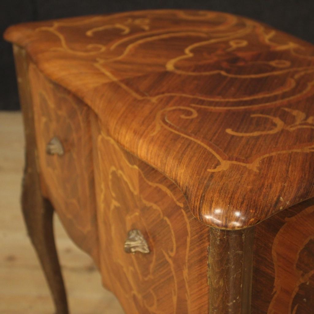 Pair of 20th Century Inlaid Walnut Rosewood Beech Italian Bedside Tables, 1950 5