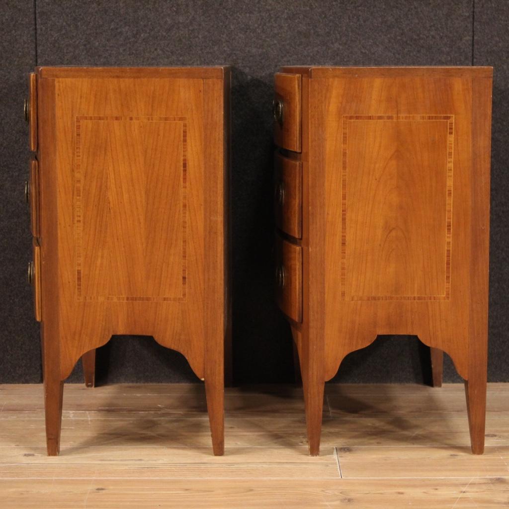 Pair of 20th Century Inlaid Wood English Bedside Tables, 1970 4