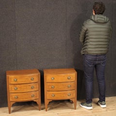 Pair of 20th Century Inlaid Wood English Bedside Tables, 1970