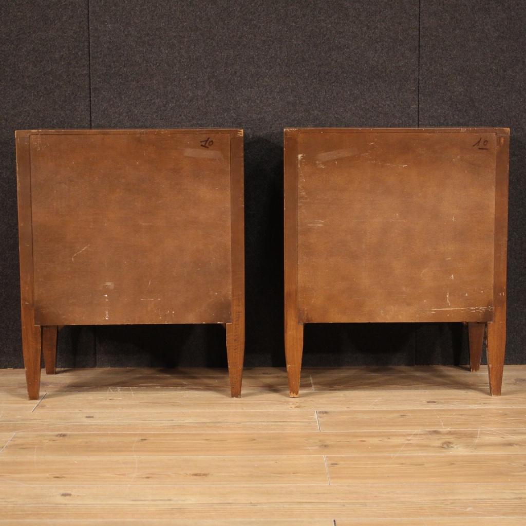 Inlay Pair of 20th Century Inlaid Wood English Bedside Tables, 1970