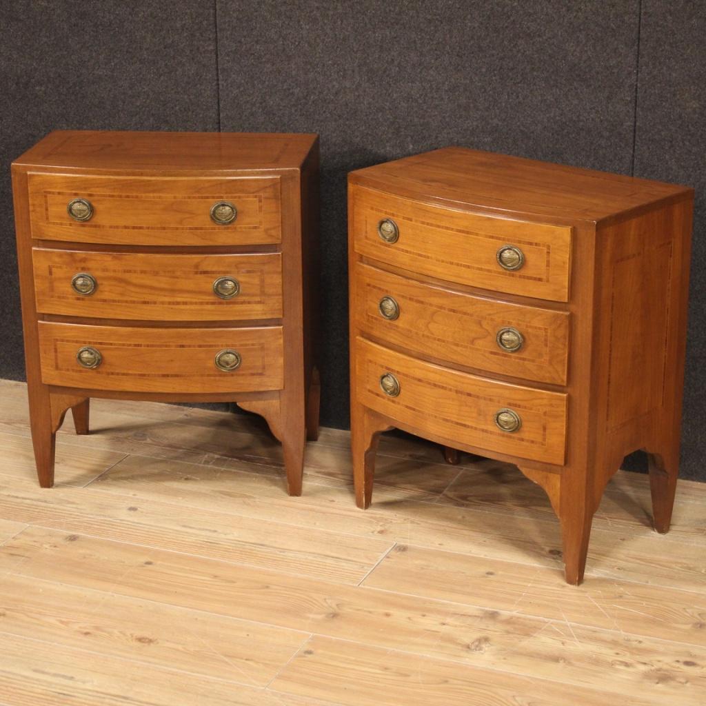 Pair of 20th Century Inlaid Wood English Bedside Tables, 1970 In Good Condition In Vicoforte, Piedmont