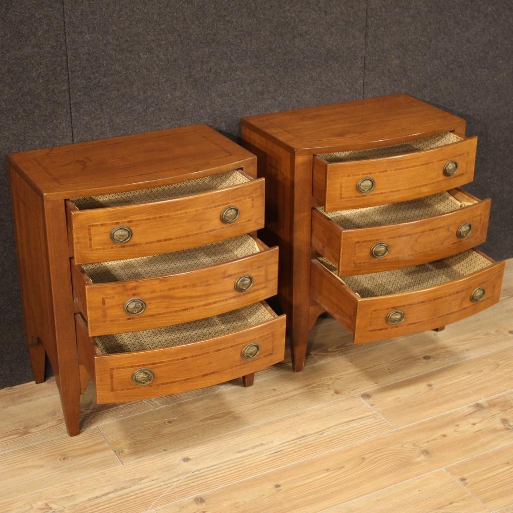 Pair of 20th Century Inlaid Wood English Bedside Tables, 1970 2