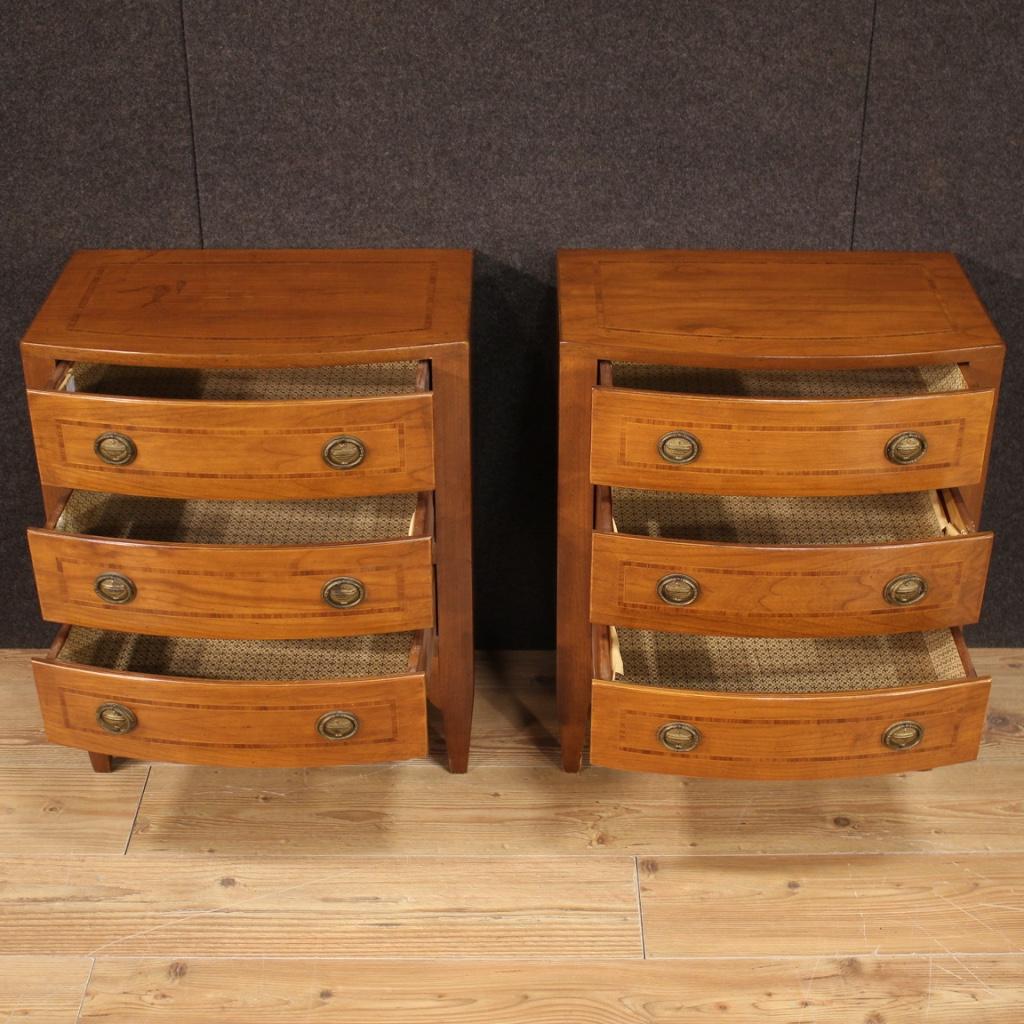 Pair of 20th Century Inlaid Wood English Bedside Tables, 1970 3